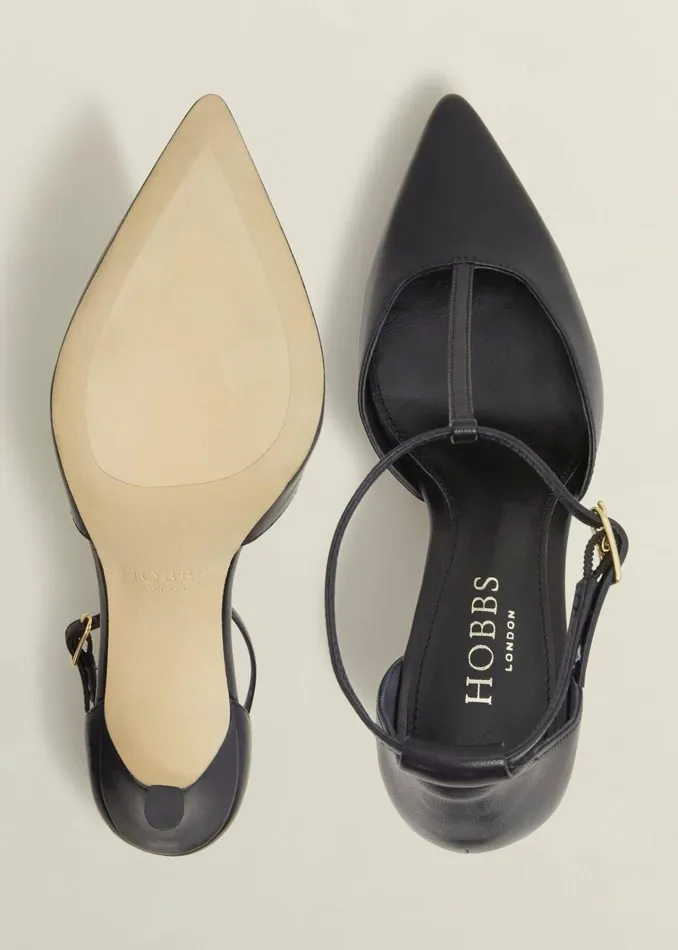 Women Alice Leather TBar Courts Black Hobbs Heels