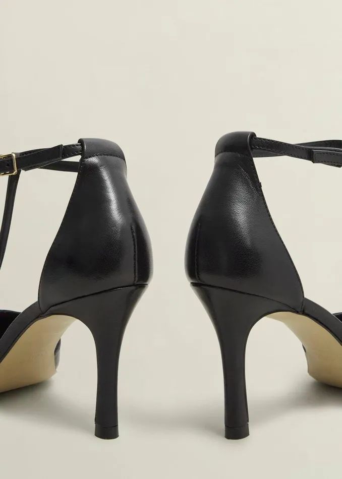 Women Alice Leather TBar Courts Black Hobbs Heels