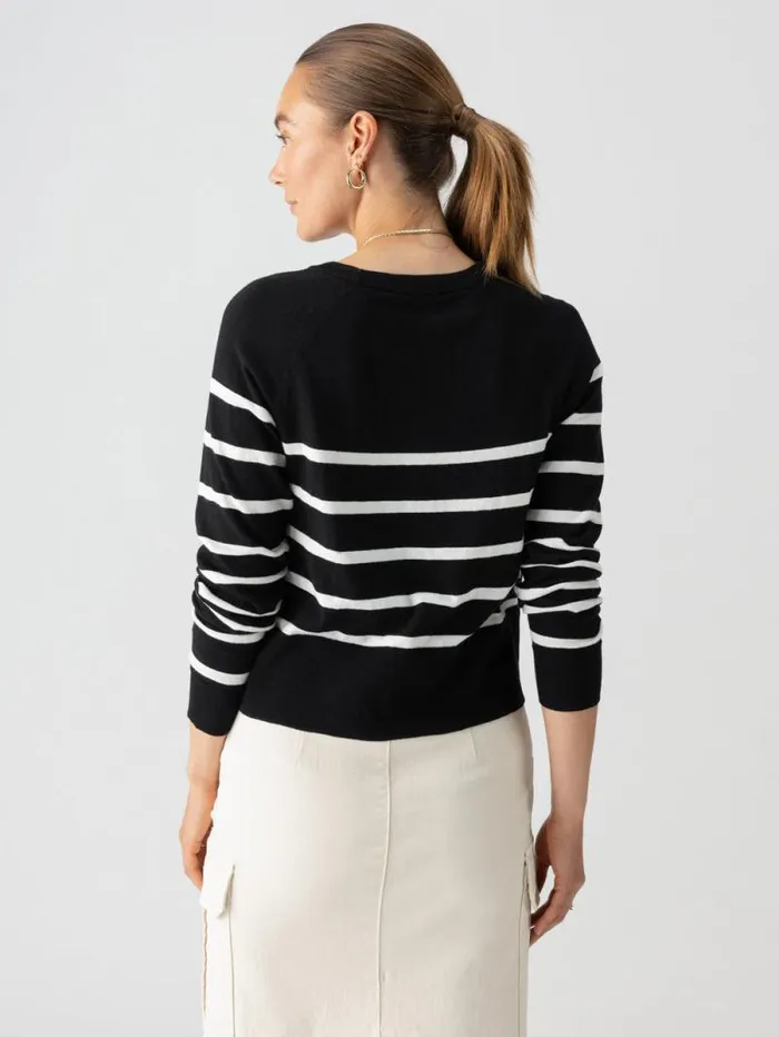 Women All Day Long Sweater Black Chalk Stripe Sanctuary Clothing Sweaters and Cardis
