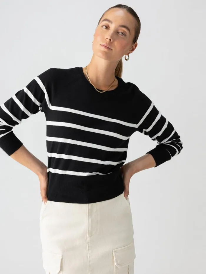Women All Day Long Sweater Black Chalk Stripe Sanctuary Clothing Sweaters and Cardis