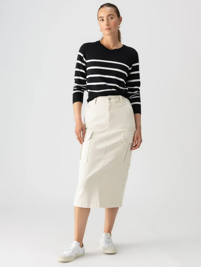 Women All Day Long Sweater Black Chalk Stripe Sanctuary Clothing Sweaters and Cardis