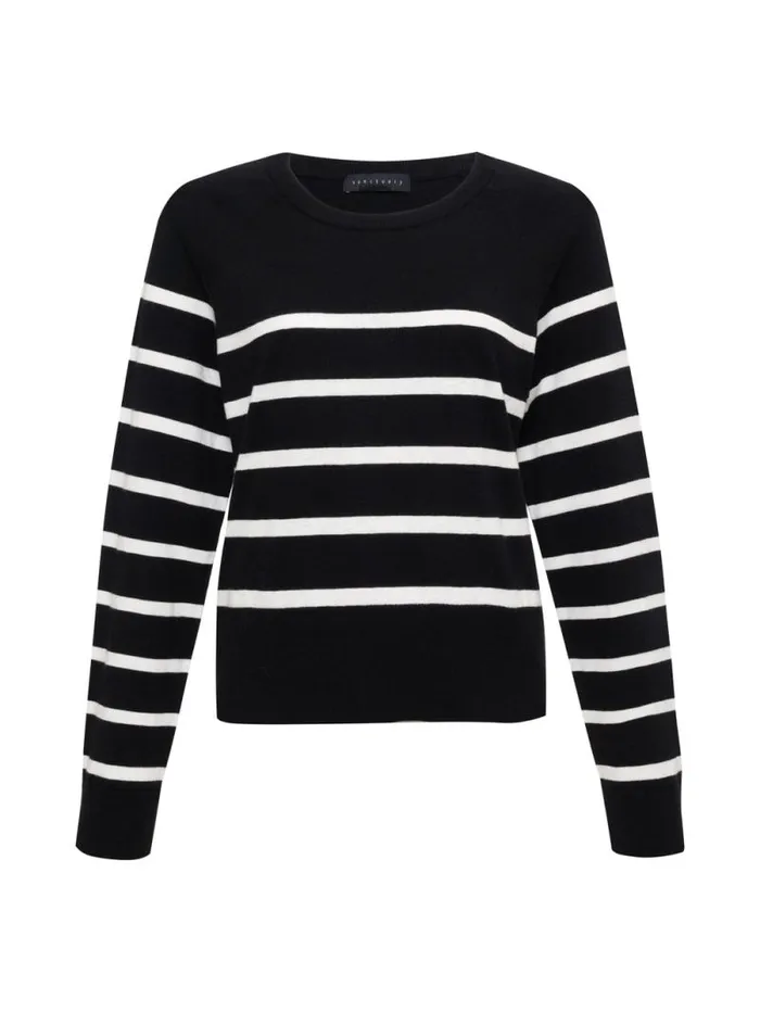 Women All Day Long Sweater Black Chalk Stripe Sanctuary Clothing Sweaters and Cardis