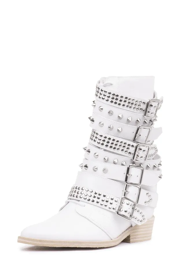 Women Ankle To Mid Jeffrey Campbell DRACOSTUD White Silver