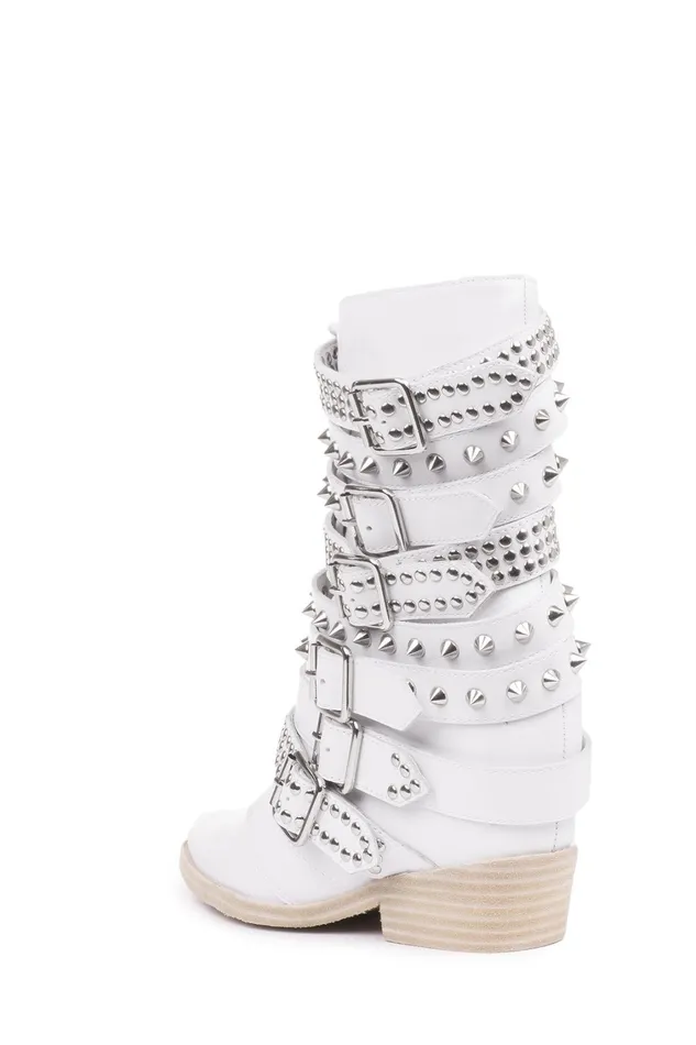 Women Ankle To Mid Jeffrey Campbell DRACOSTUD White Silver