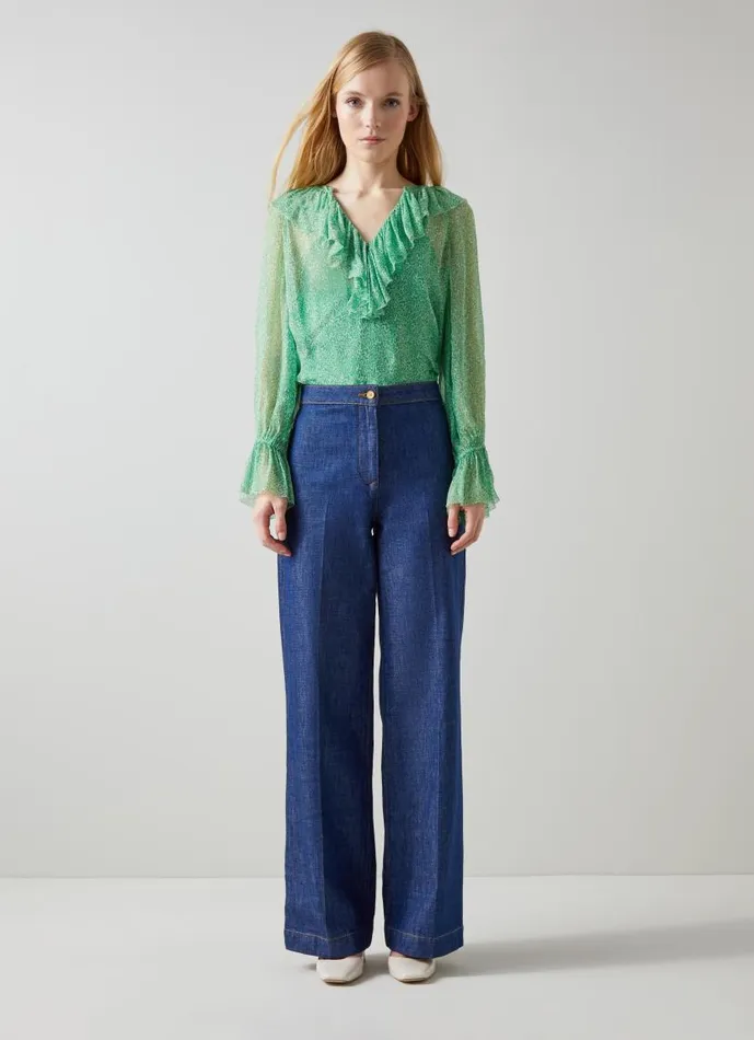 Women Annie Green And Cream Wiggle Print Blouse Green LKBennett Tops Women Annie Green And Cream Wiggle Print Blouse Green LKBennett Tops