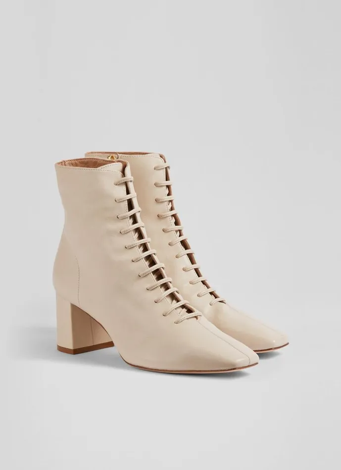Women Arabella Cream Leather LaceUp Ankle Boots Ecru LKBennett Boots Women Arabella Cream Leather LaceUp Ankle Boots Ecru LKBennett Boots