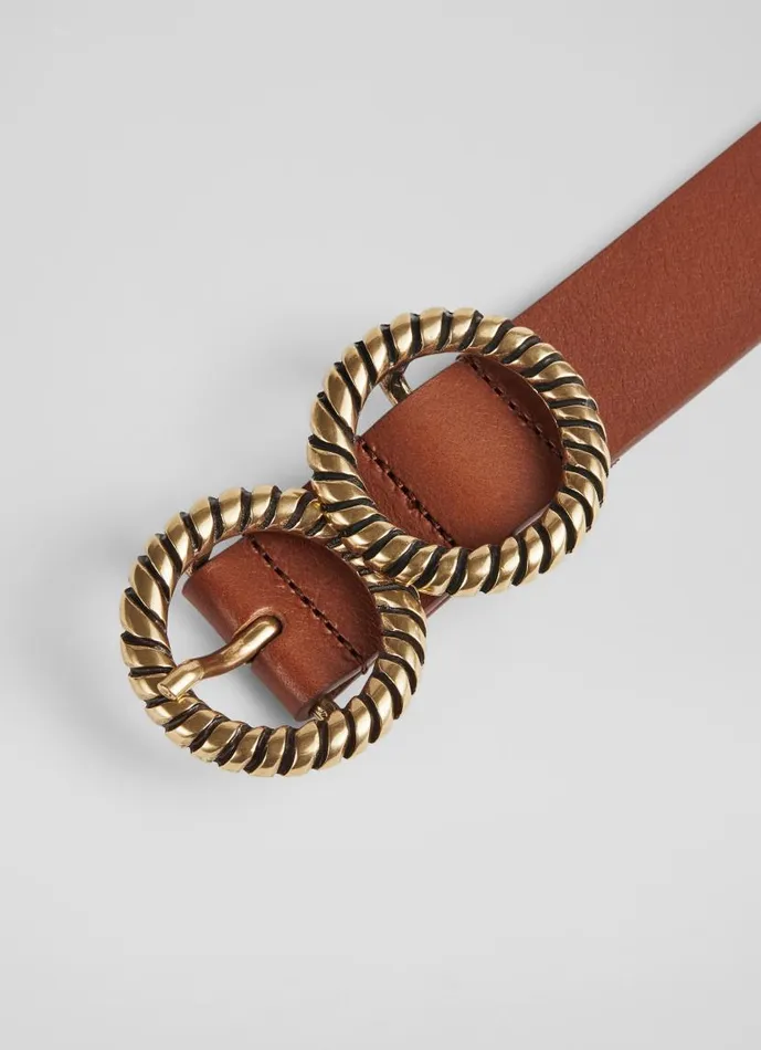 Women Arlo Brown Leather Double Metal Twist Belt LKBennett Belts Women Arlo Brown Leather Double Metal Twist Belt LKBennett Belts