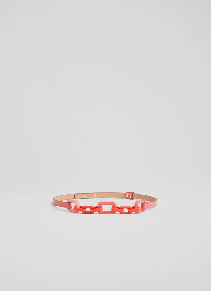 Women Aspen Coral Resin Chain Leather Belt LKBennett Belts