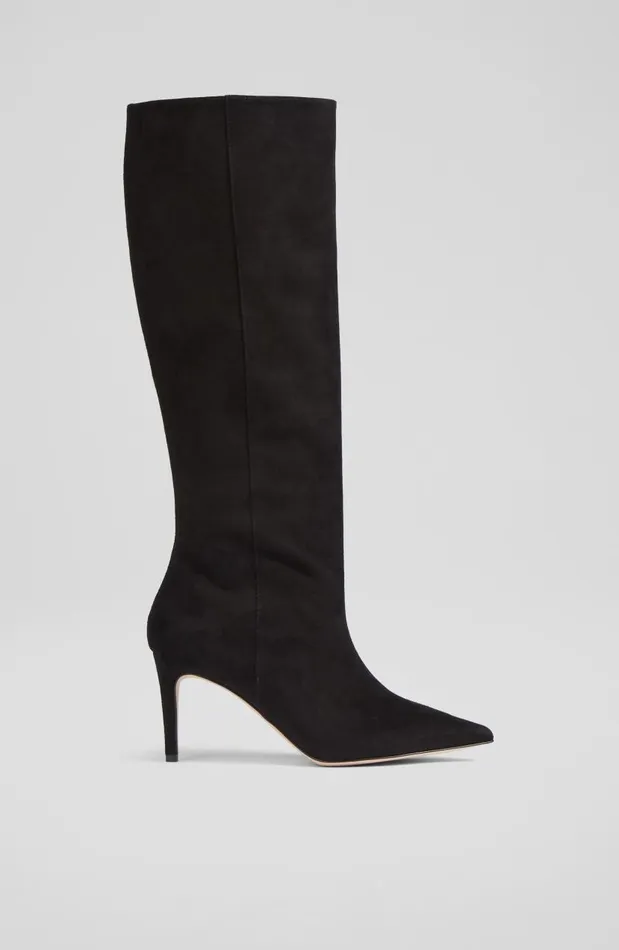 Women Astrid Black Suede Slouchy KneeHigh Boots Black LKBennett Boots
