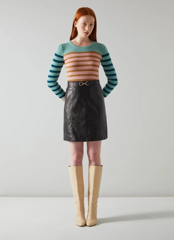Women Aubree Black CrocEmbossed Leather ALine Skirt Black LKBennett Skirts Women Aubree Black CrocEmbossed Leather ALine Skirt Black LKBennett Skirts