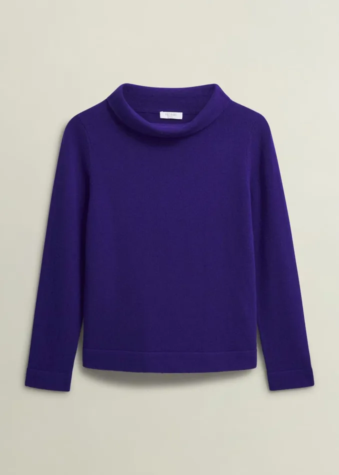 Women Audrey Wool Cashmere Jumper Cobalt Blue Hobbs Jumpers and Cardigans