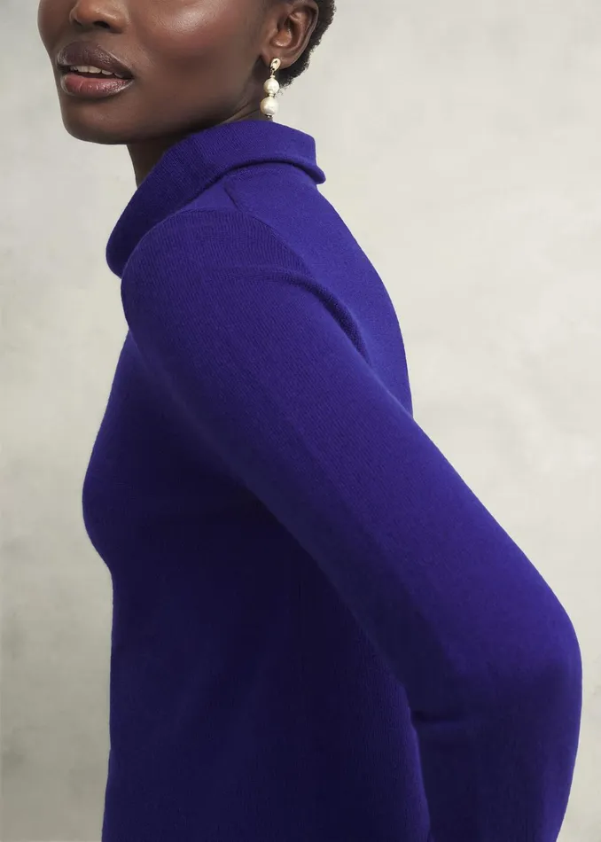Women Audrey Wool Cashmere Jumper Cobalt Blue Hobbs Jumpers and Cardigans