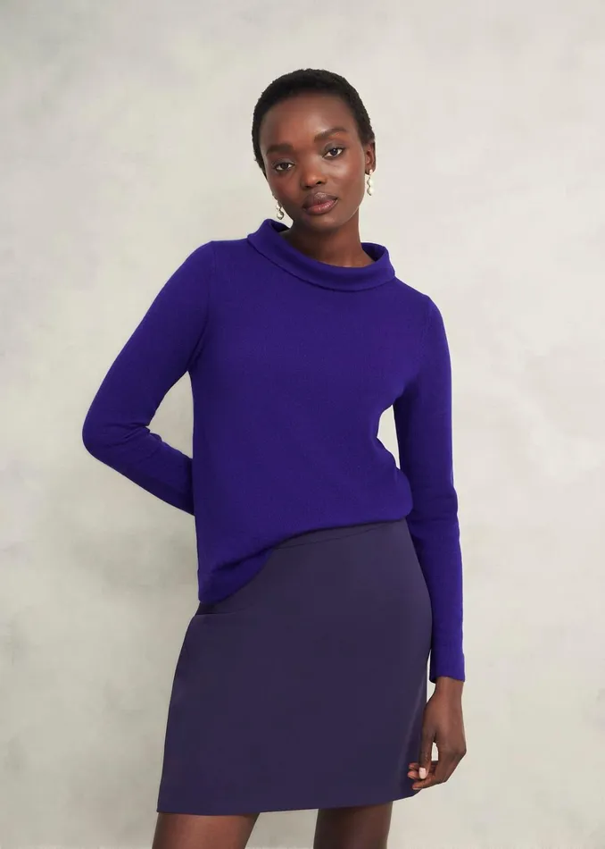 Women Audrey Wool Cashmere Jumper Cobalt Blue Hobbs Jumpers and Cardigans