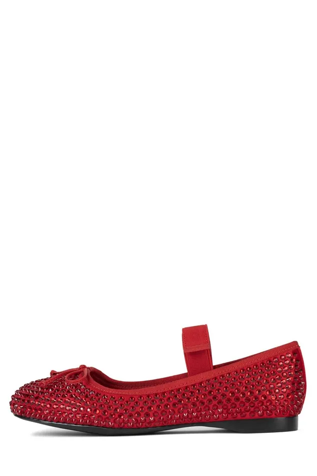 Women Ballet Flats Jeffrey Campbell PRIMAJ Red Satin Red