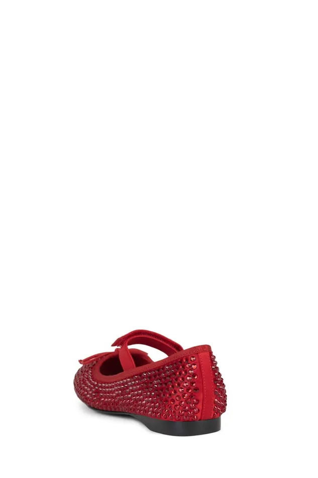 Women Ballet Flats Jeffrey Campbell PRIMAJ Red Satin Red