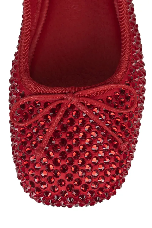 Women Ballet Flats Jeffrey Campbell PRIMAJ Red Satin Red