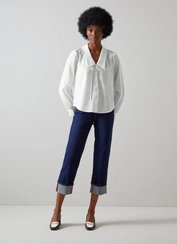 Women Beecham White Cotton Collar Blouse White LKBennett Tops Women Beecham White Cotton Collar Blouse White LKBennett Tops