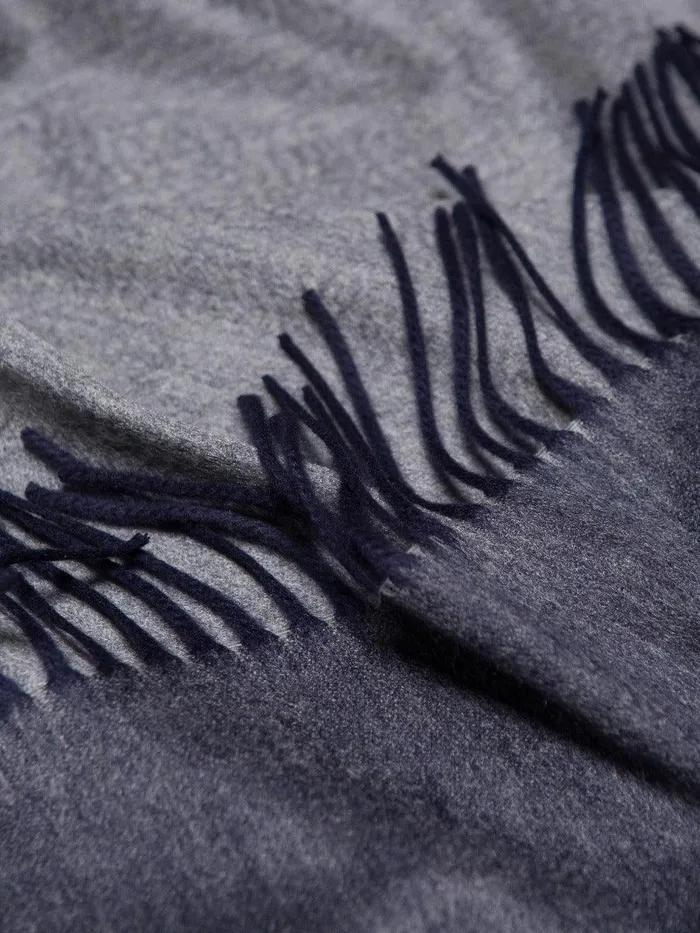 Women Begg X Co Scarves Arran Reversible Oversized Cashmere Scarf Navy Grey