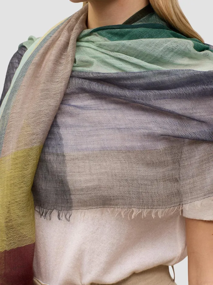Women Begg X Co Scarves Filigree Nora Super Lightweight Cashmere Scarf Kelp Zest