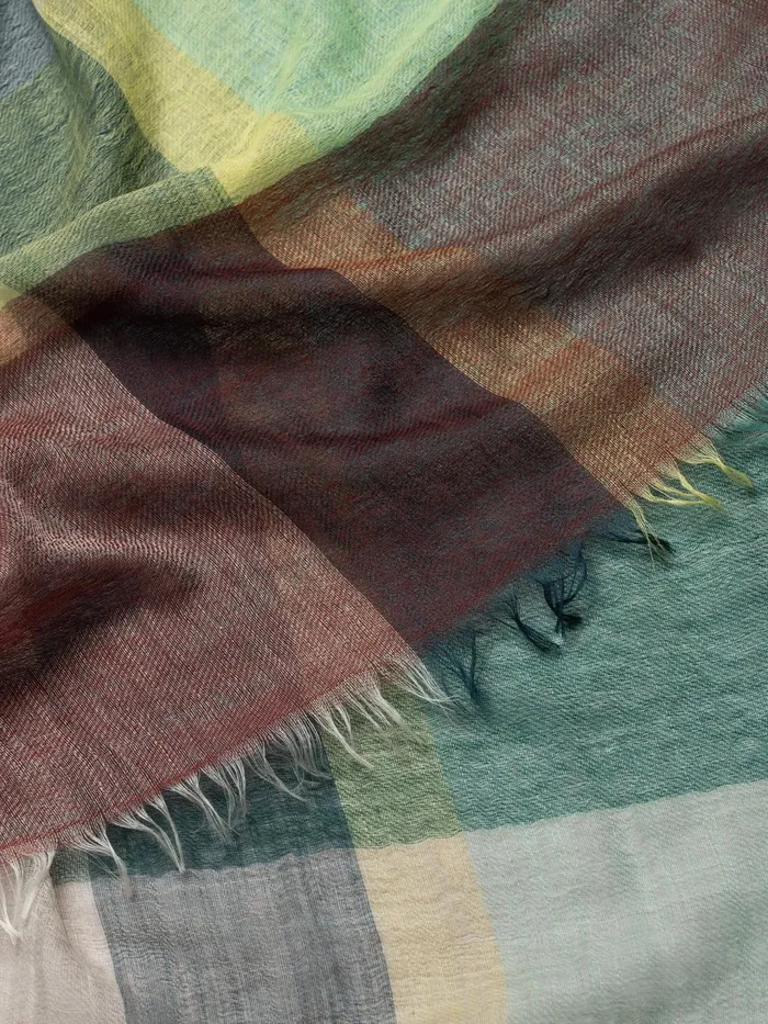 Women Begg X Co Scarves Filigree Nora Super Lightweight Cashmere Scarf Kelp Zest