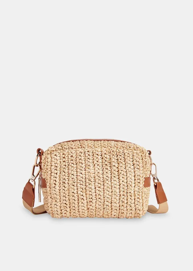 Women Bibi Bags Whistles Neutral Straw Bibi Crossbody Bag