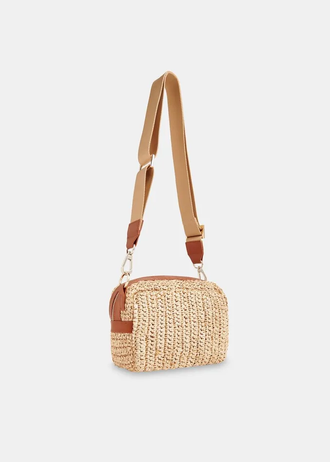 Women Bibi Bags Whistles Neutral Straw Bibi Crossbody Bag