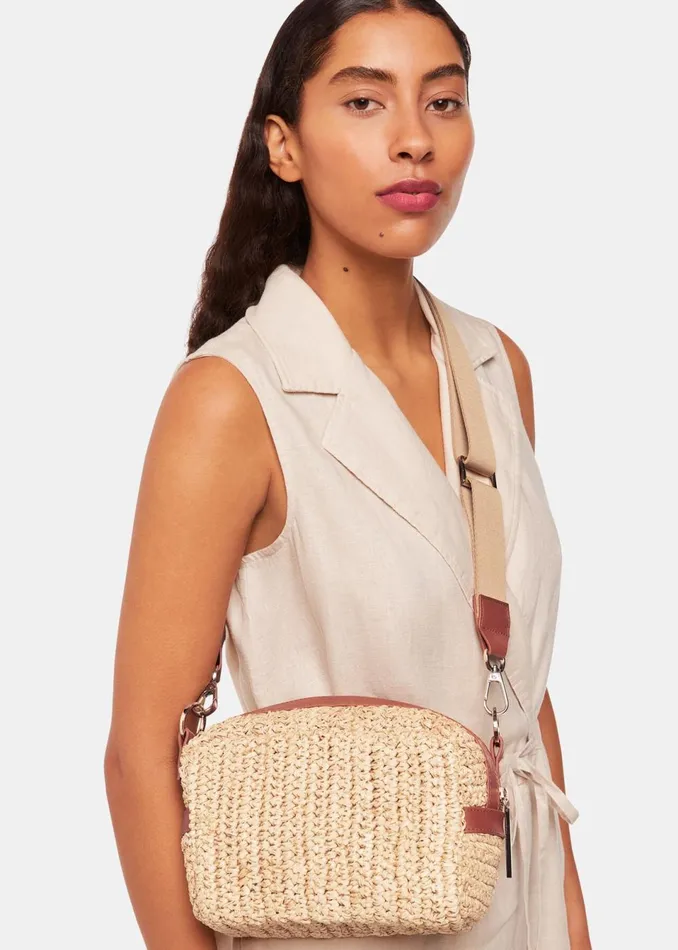 Women Bibi Bags Whistles Neutral Straw Bibi Crossbody Bag
