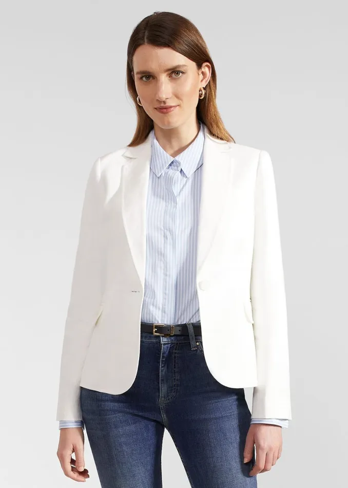 Women Blake Linen Jacket Ivory Hobbs Coats and Jackets