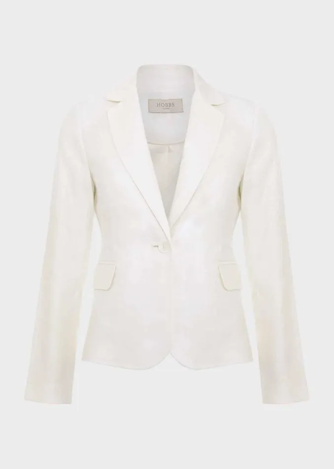 Women Blake Linen Jacket Ivory Hobbs Coats and Jackets