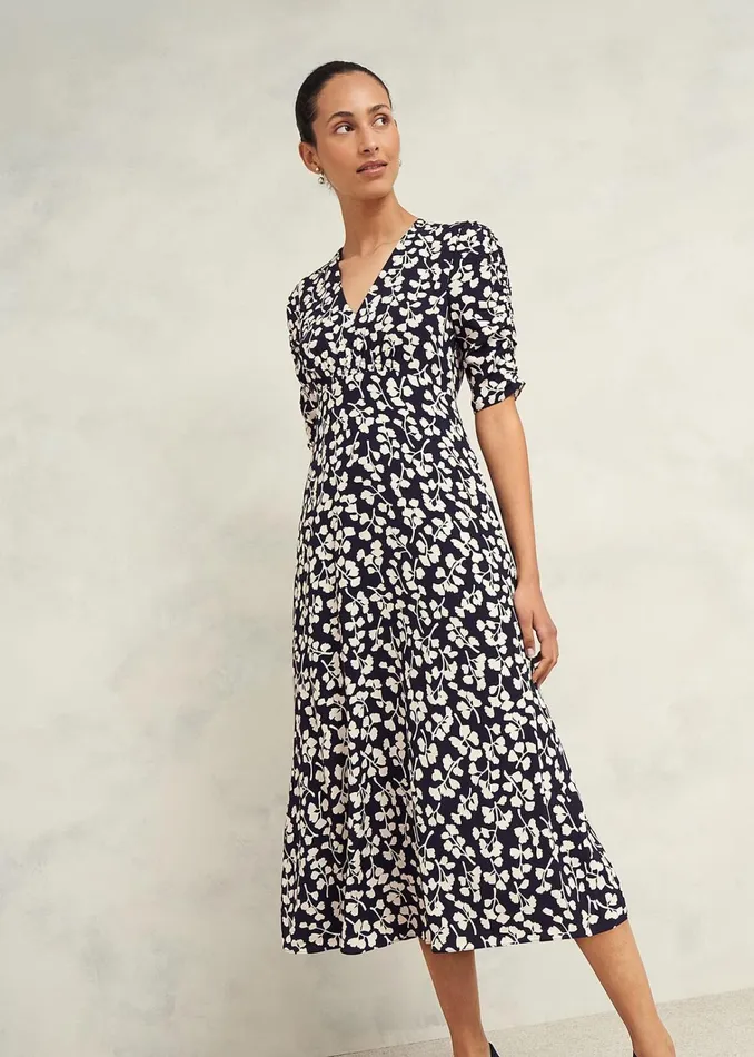 Women Bonnie Dress Navy Cream Hobbs Dresses and Jumpsuits
