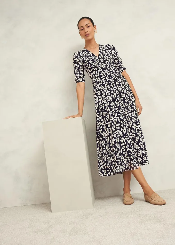 Women Bonnie Dress Navy Cream Hobbs Dresses and Jumpsuits