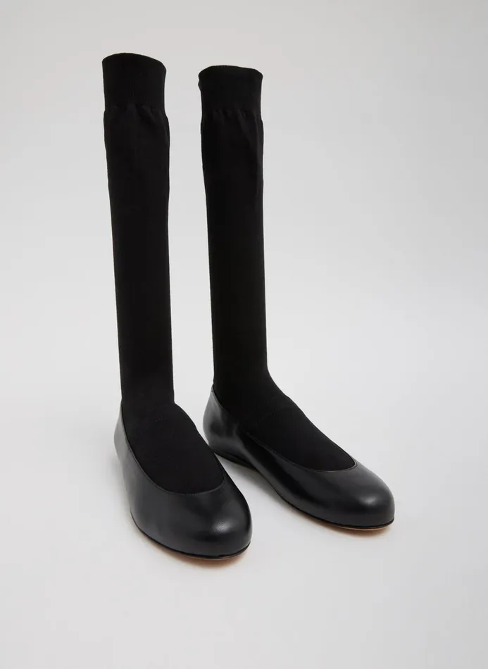 Women Boots Tibi Borg Sock Shoe 8211 Tall Black