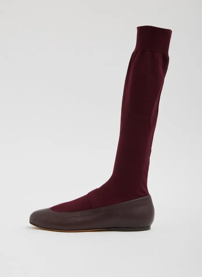 Women Boots Tibi Borg Sock Shoe 8211 Tall Burgundy