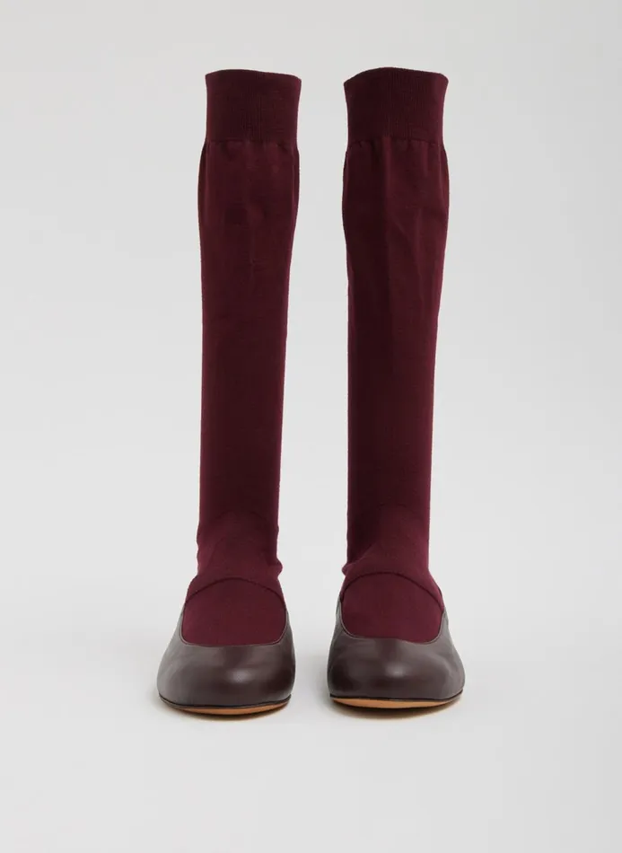 Women Boots Tibi Borg Sock Shoe 8211 Tall Burgundy