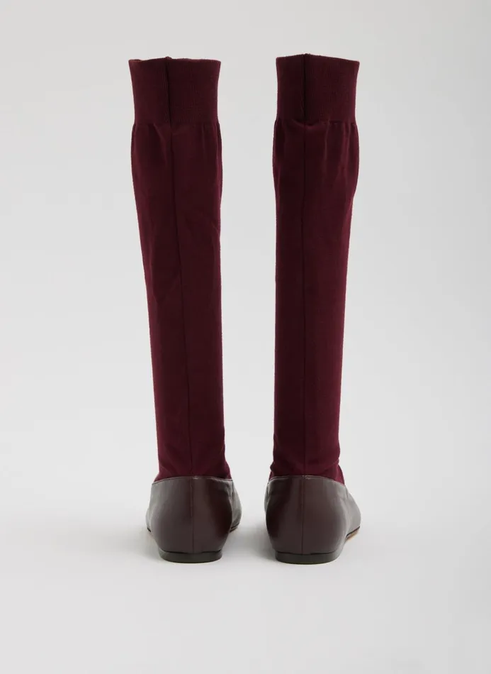 Women Boots Tibi Borg Sock Shoe 8211 Tall Burgundy