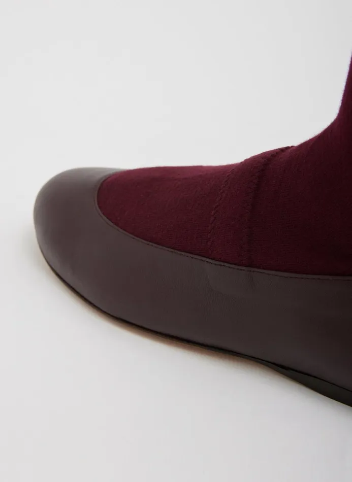 Women Boots Tibi Borg Sock Shoe 8211 Tall Burgundy