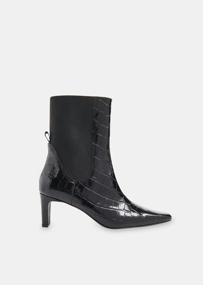 Women Boots Whistles Black Darla Croc Heeled Boot