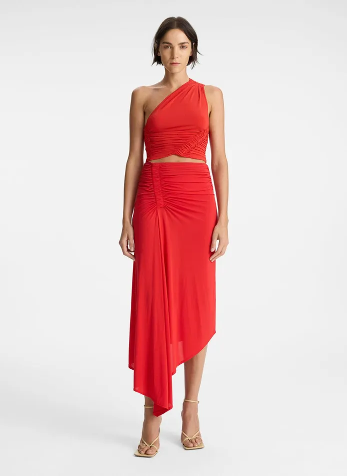 Women Bottoms ALC Adeline Jersey Midi Skirt Ruby