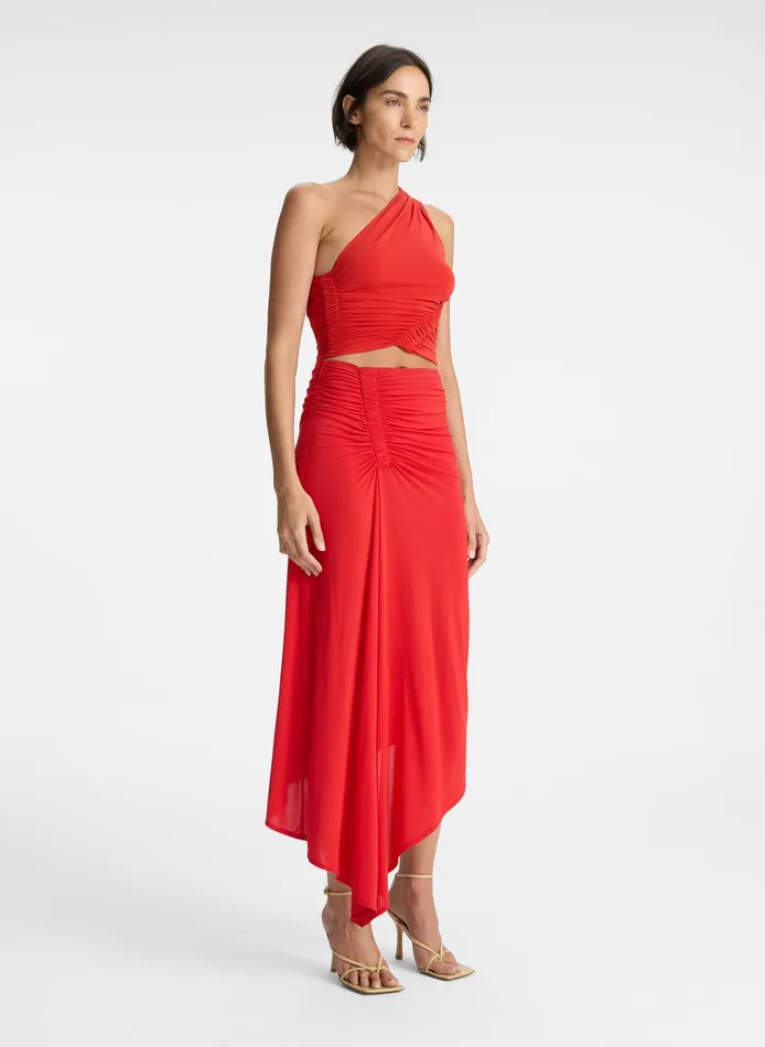 Women Bottoms ALC Adeline Jersey Midi Skirt Ruby