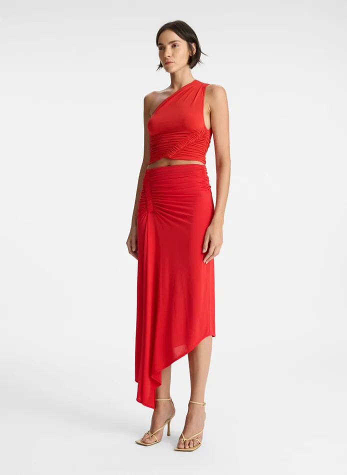 Women Bottoms ALC Adeline Jersey Midi Skirt Ruby