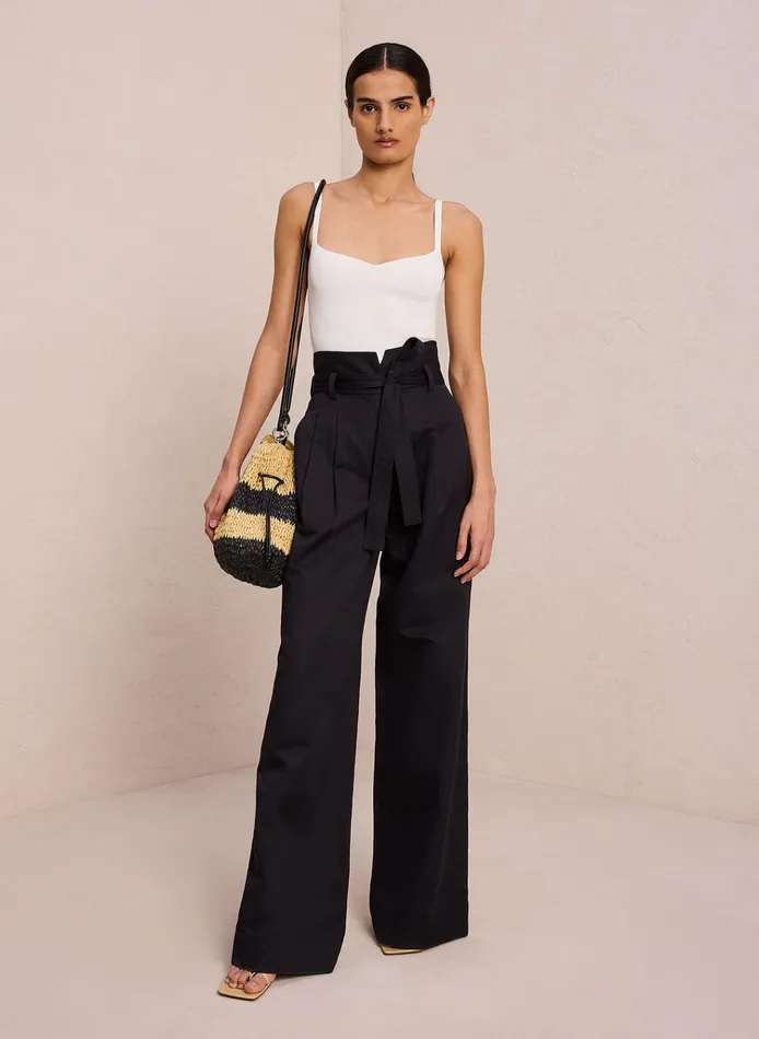 Women Bottoms ALC Emily Cotton Linen Pant Black