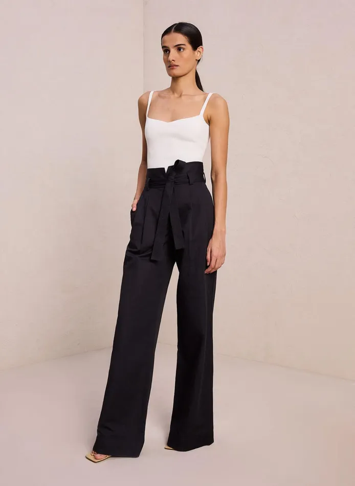 Women Bottoms ALC Emily Cotton Linen Pant Black