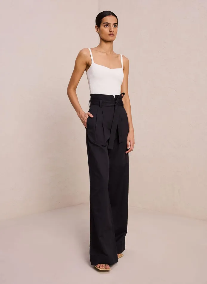 Women Bottoms ALC Emily Cotton Linen Pant Black