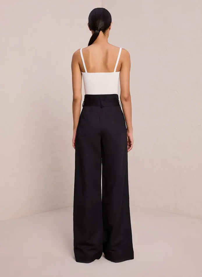 Women Bottoms ALC Emily Cotton Linen Pant Black