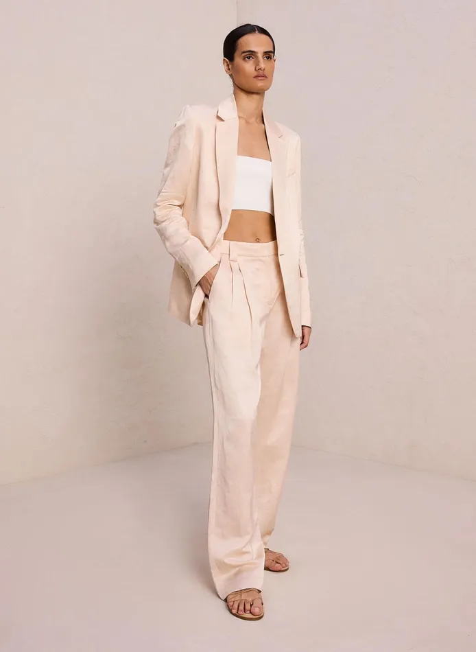 Women Bottoms ALC Mateo Linen Shine Pant Light Buff