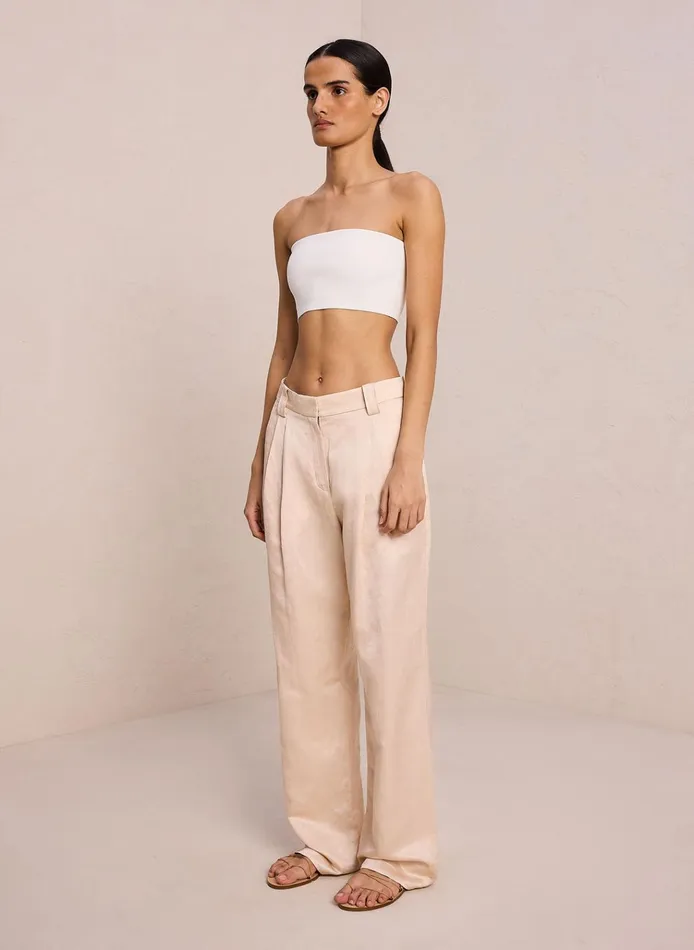Women Bottoms ALC Mateo Linen Shine Pant Light Buff