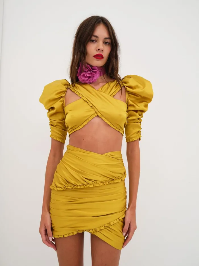 Women Bottoms For Love and Lemons Alia Mini Skirt Yellow