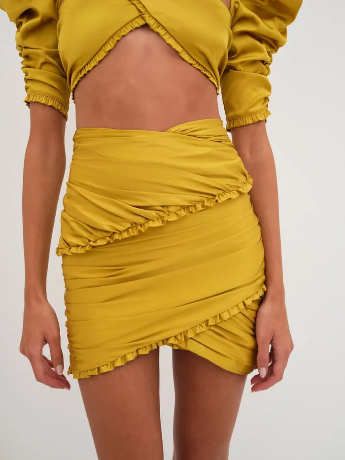 Women Bottoms For Love and Lemons Alia Mini Skirt Yellow