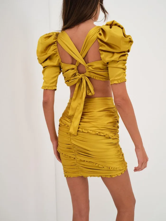 Women Bottoms For Love and Lemons Alia Mini Skirt Yellow