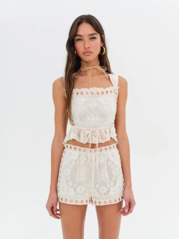 Women Bottoms For Love and Lemons Charlotte Lace Short Beige Women Bottoms For Love and Lemons Charlotte Lace Short Beige